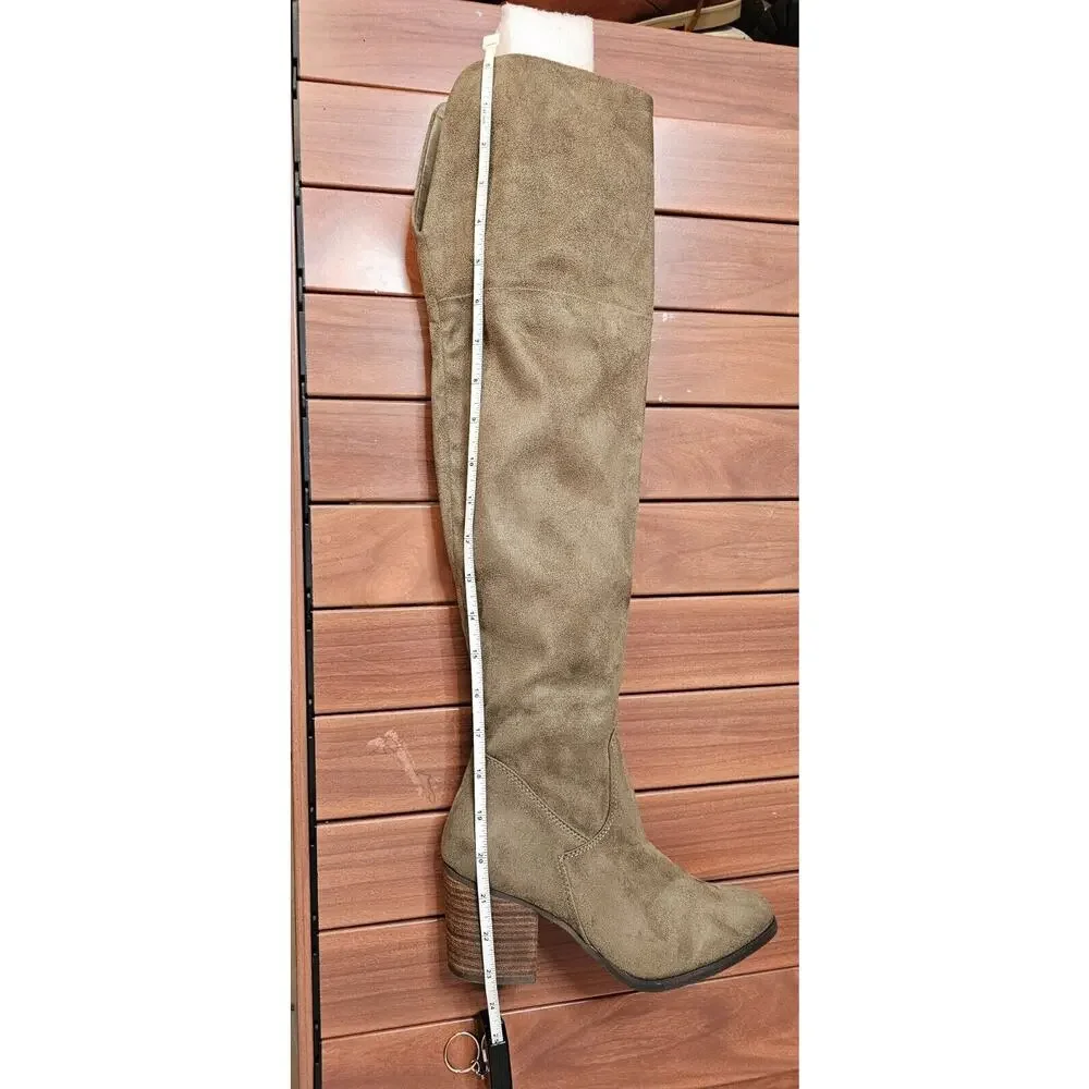 BP. Women Luke Over the Knee Boots Heeled Size‎ 6M Brown Fabric Upper Side Zip